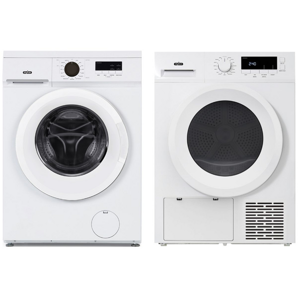 Mykin 6kg Front Load Washer & 8kg Heat Pump Dryer White Package (Not Stackable) MFLW600WMHPD800W