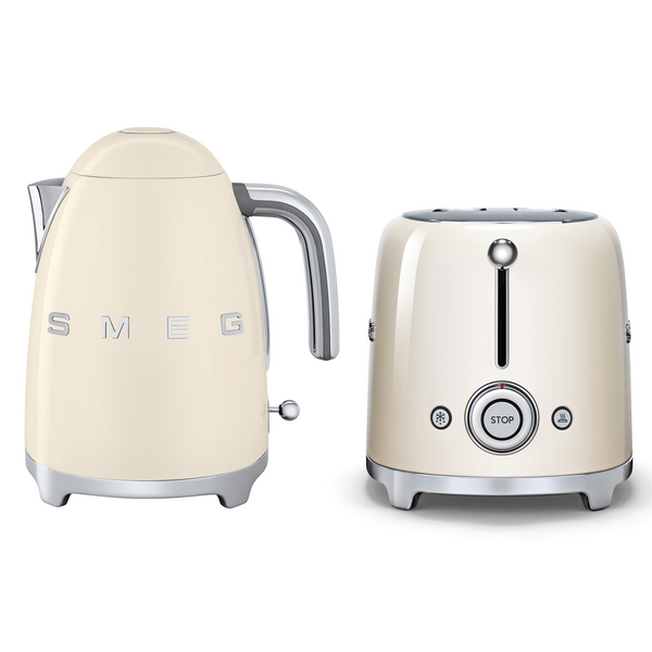 Smeg Kettle and 2 Slice Toaster Pack Cream KLF03CRAUTSF01CRAU