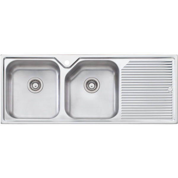 Oliveri Nu-Petite Double Bowl Right Hand Drainer Topmount Sink NP671