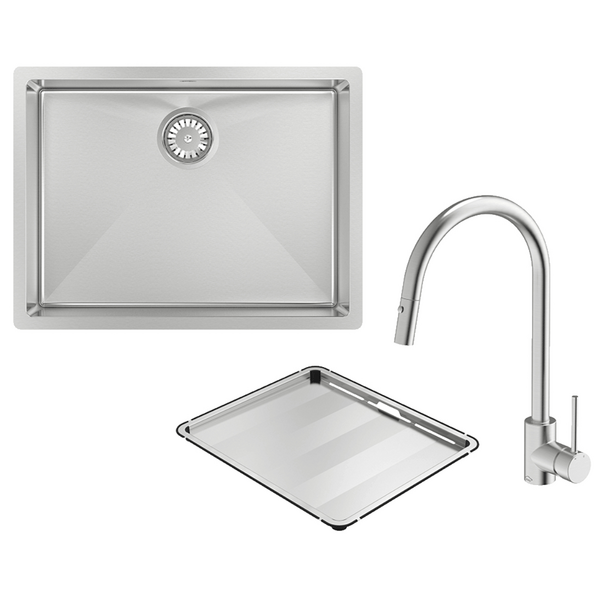 Abey Alfresco 540 Large Bowl Sink with Drain Tray and Gareth Ashton Pull Out Kitchen Mixer Tap FRA540T15