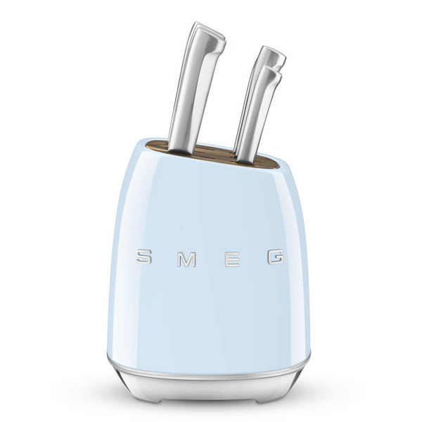Smeg 50s Retro Style 6 Piece Knife Block Set Pastel Blue KBSF02PB