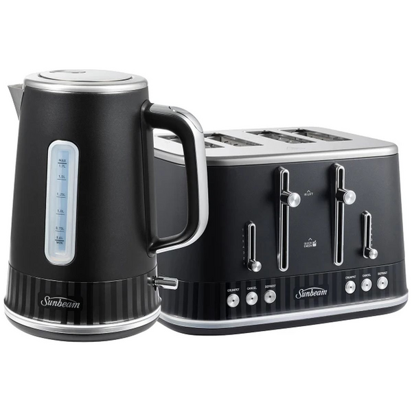 Sunbeam French Riviera 4 Slice Toaster and Kettle Set Black PUP8101BK