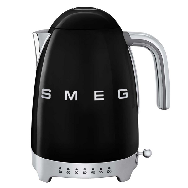 Smeg 50s Retro Style Temperature Control Electric Kettle Black KLF04BLAU