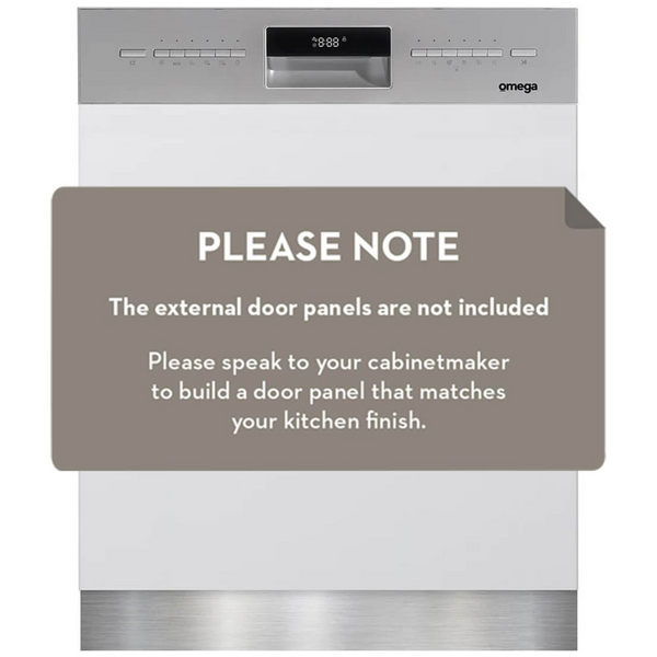Omega 60cm Semi-Integrated Dishwasher Stainless Steel ODWIS6015X