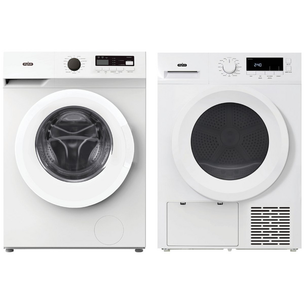 Mykin 8kg Front Load Washer & 8kg Heat Pump Dryer White Package MFLW800WMHPD800W