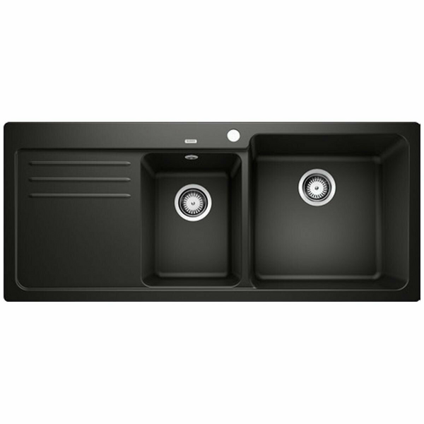 Blanco Bowl and 3/4 Inset Sink with Left Hand Drainer Black NAYA8SBRK5