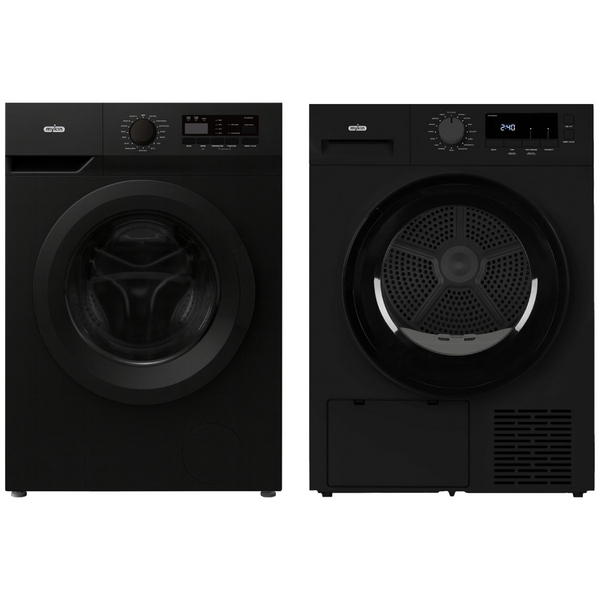 Mykin 8kg Front Load Washer & 8kg Heat Pump Dryer Black Package MFLW800BMHPD800B