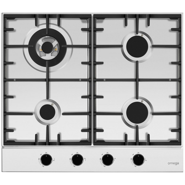 Omega 60cm Natural Gas Cooktop with Wok Burner Stainless Steel OCG604WX