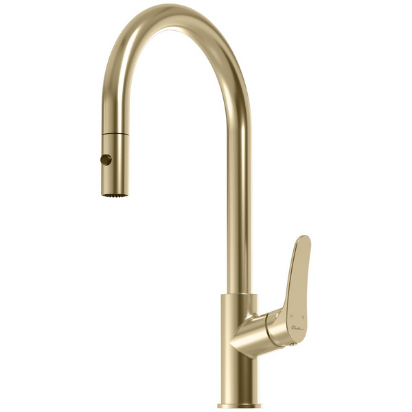 Oliveri Verona Pull out Goose Neck Mixer Tap Classic Gold VA306503CG-P