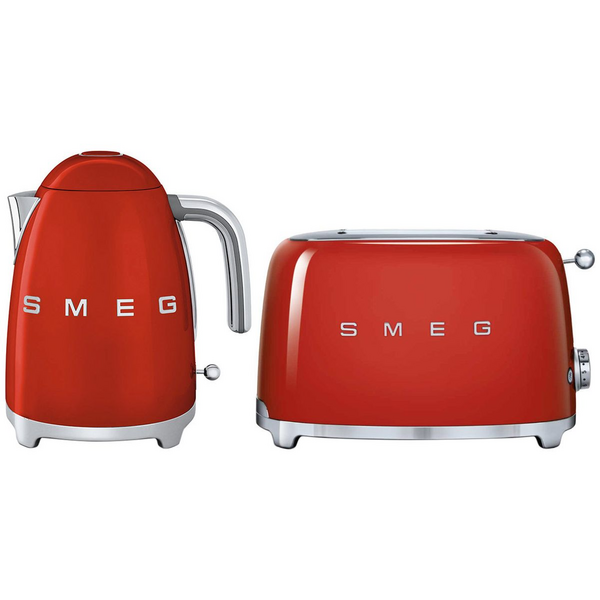Smeg Kettle and 2 Slice Toaster Pack Red KLF03RDAUTSF01RDAU