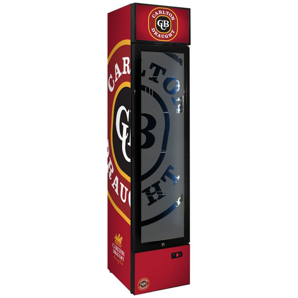 Schmick 160L Carlton Draught Licensed Skinny Upright Bar Fridge SS-P160-DRAUGHT