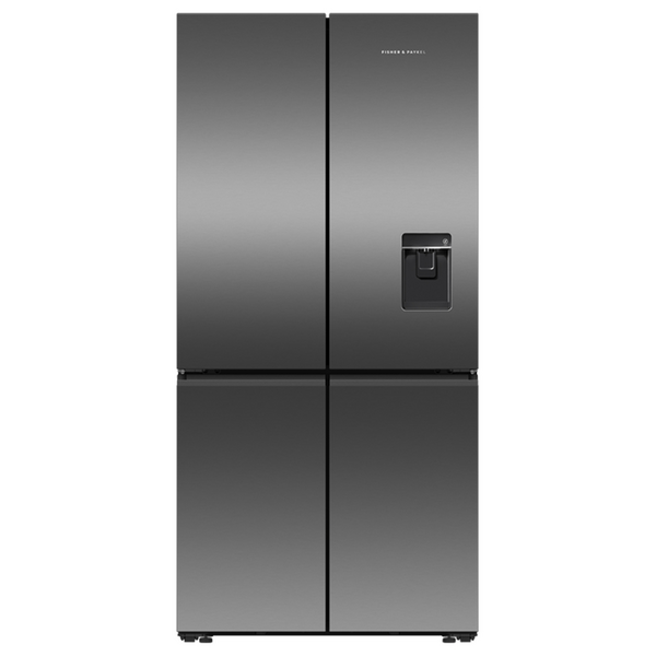 Fisher & Paykel Series 7 690L Quad Door Refrigerator with Ice and Water Black Stainless Steel RF730QNUVB1