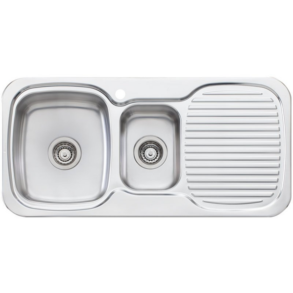Oliveri Lakeland 1 and 1/2 Bowl Right Hand Drainer Sink LL126