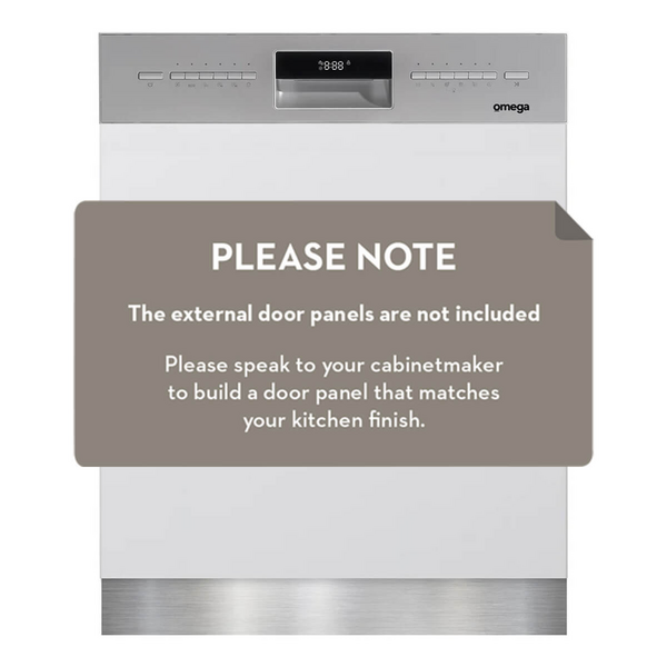 Omega 60cm Semi-Integrated Dishwasher Stainless Steel ODWIS6015X