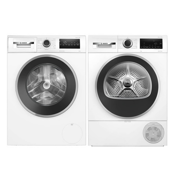 Bosch Series 4 9kg Front Load Washer & Series 6 9kg Heat Pump Dryer Laundry Package WAN28227AUWQG24203AU
