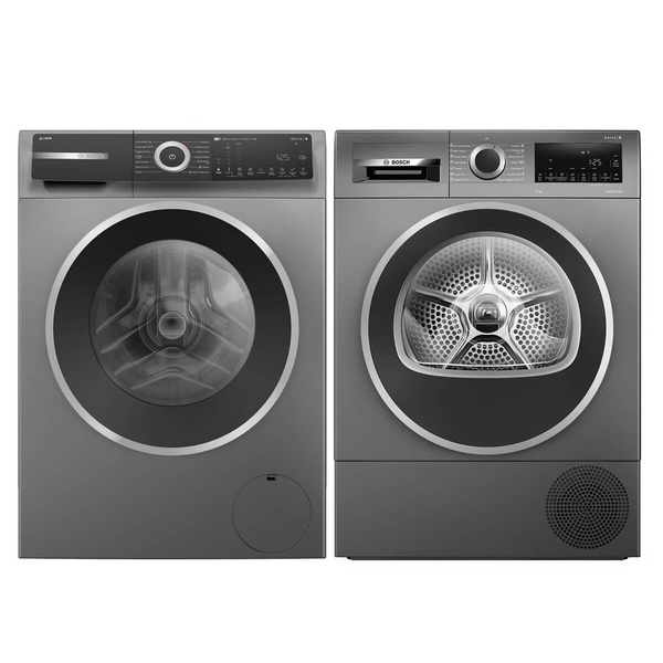 Bosch Series 8 10kg Front Load Washer & Series 6 8kg Heat Pump Dryer Laundry Package WGH254ARAUWQG235DRAU