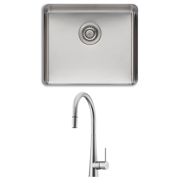 Oliveri Sonetto Single Bowl Sink and Essente Pull Out Tap Pack SS31625SN1050U