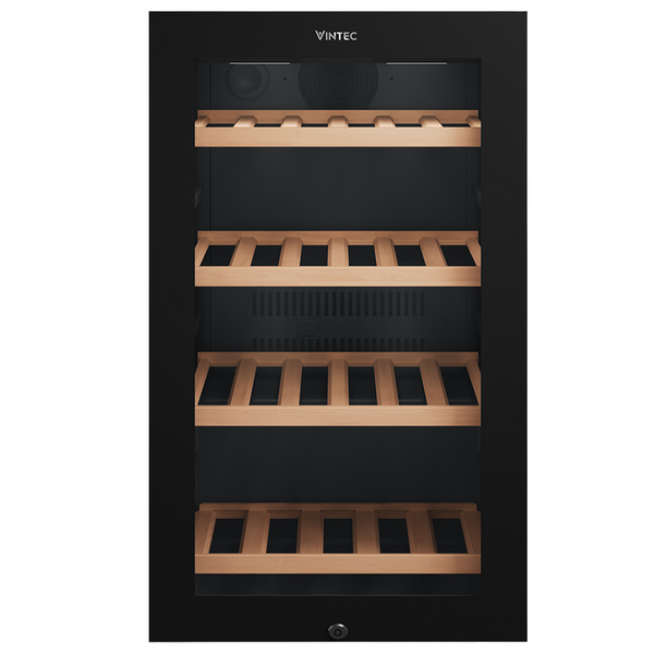 Vintec 35 Bottle Single Zone Under Bench Wine Fridge Glass Door Black VWS830FCB-X