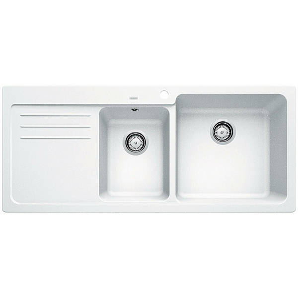 Blanco Bowl and 3/4 Inset Sink with Left Hand Drainer White NAYA8SWRK5