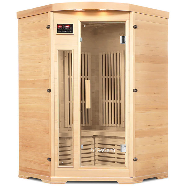 ReGen8 Duo Corner 2200W 2 Person Infrared Sauna Natural RGSN-DUOCO