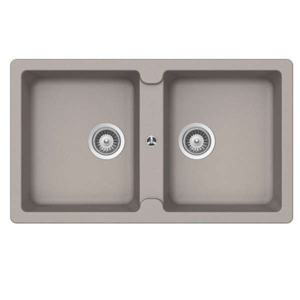 Abey Schock Typos N200 Double Bowl Sink with No Taphole - Concrete TN200C-NTH