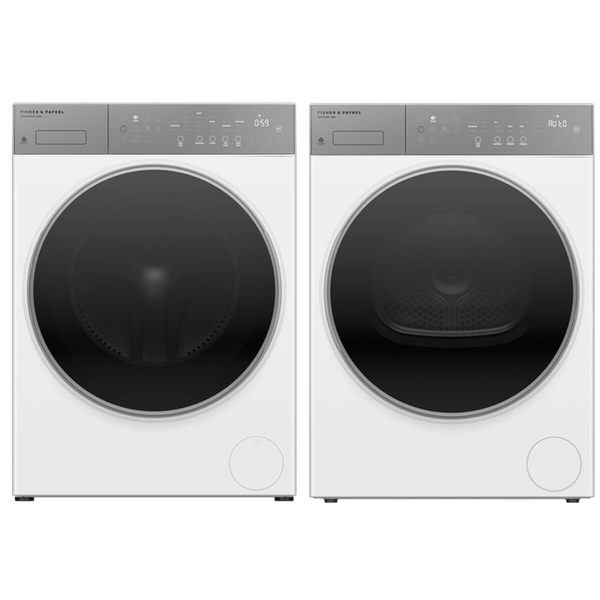 Fisher & Paykel Series 5 10kg Contemporary Front Load Washer & 8kg Heat Pump Dryer Laundry Package White WH1060P5DH8060P5