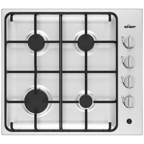 Chef 60cm Natural Gas Stainless Steel Cooktop Battery Ignition CHG642SC