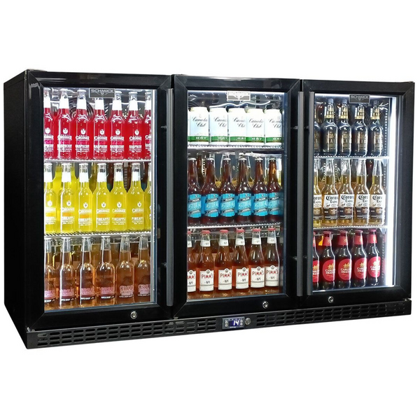Schmick 399L Under Bench Black Heated Glass Fridge SK386-B-HD