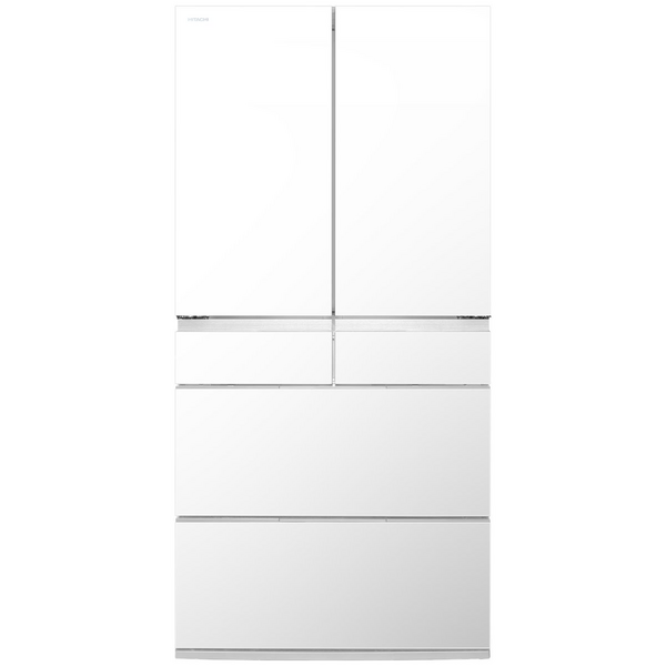 Hitachi 670L Multi Drawer French Door Refrigerator Crystal White Glass R-GW670TAXW