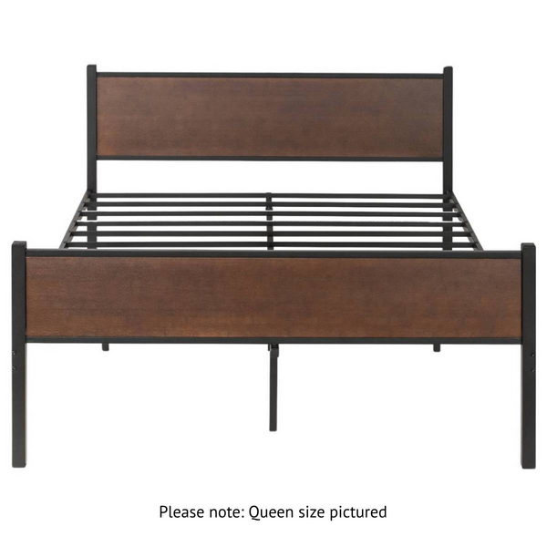Zinus Queen Tucker Bed Frame Metal & Bamboo Wood Base Brown AU-FBOBH2-14Q