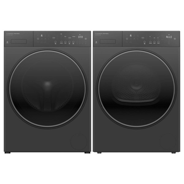 Fisher & Paykel Series 5 9kg Contemporary Front Load Washer & 8kg Heat Pump Dryer Laundry Package Graphite WH9060PG5DH8060PG5