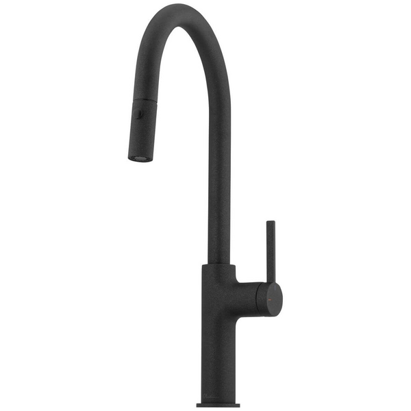 Oliveri Vilo Pull Out Goose Neck Mixer Tap Black Granite VT2425-ST-BL
