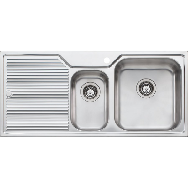 Oliveri Nu-Petite 1 and 1/2 Bowl Left Hand Drainer Topmount Sink NP602