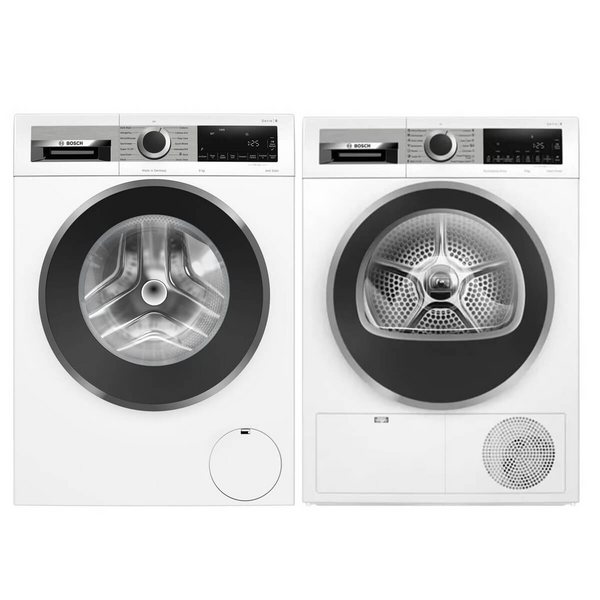 Bosch Series 8 9kg Front Load Washer & 9kg Heat Pump Dryer Laundry Package WGG24403AUWQG24201AU