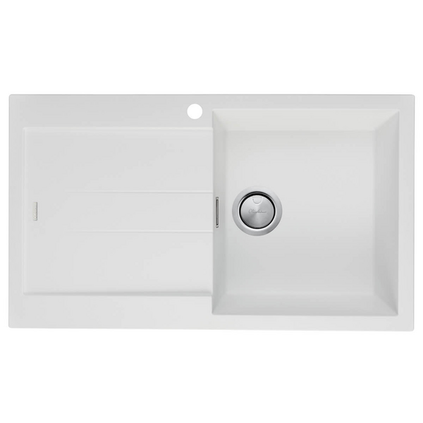 Oliveri Santorini Single Bowl Topmount Sink with Left Hand Drainer White ST-WH1522-OF