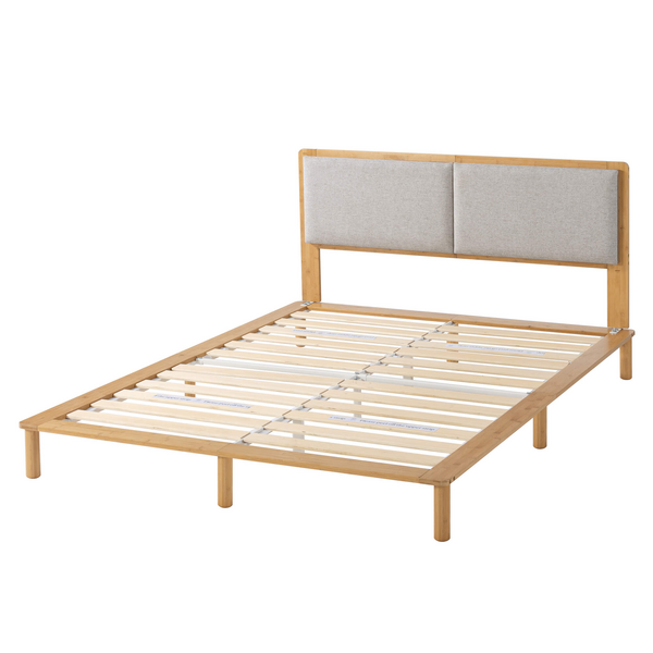Zinus Arden Queen Bamboo Wood Bed Frame with Upholstered Headboard AU-FPWNH8ZC-08Q