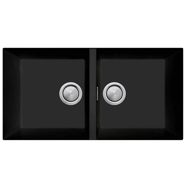 Oliveri Santorini Double Bowl Undermount Sink Matte Black ST-MB1563U-OF