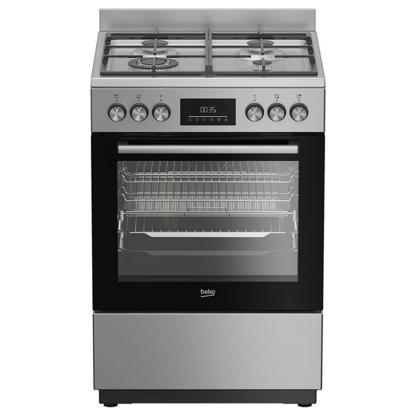 Beko 60cm Stainless Steel Dual Fuel Freestanding Oven BFCB60GMX