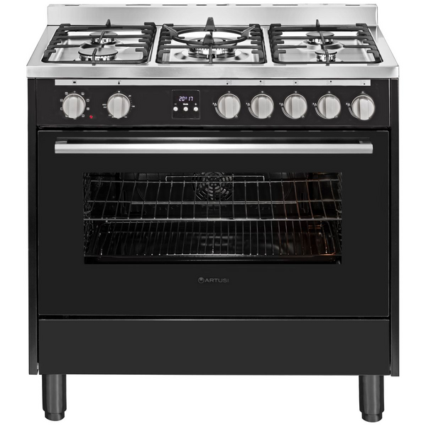 Artusi 90cm Dual Fuel Matte Black Freestanding Oven AFG915B-1
