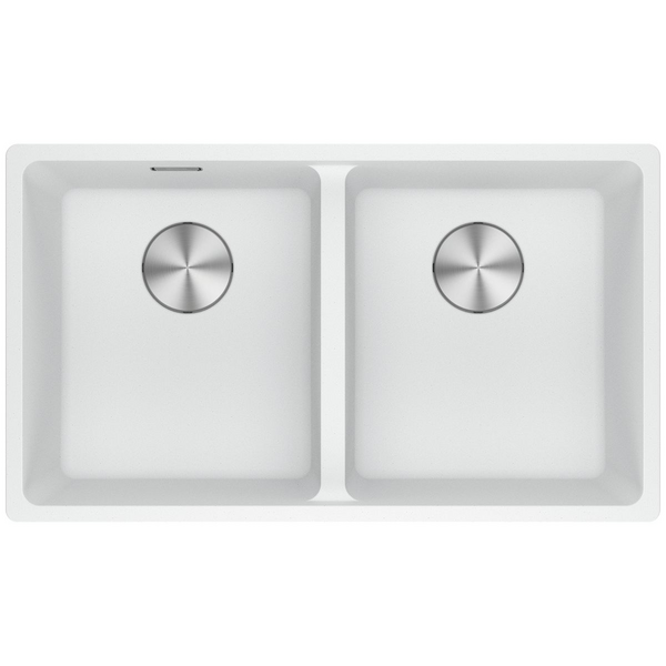 Franke Maris 350mm Double Bowl Undermount Sink with Extension Drainer Polar White MRG120-35PW-FPC