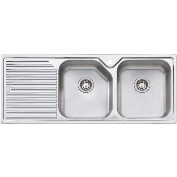 Oliveri Nu-Petite Double Bowl Left Hand Drainer Topmount Sink NP672