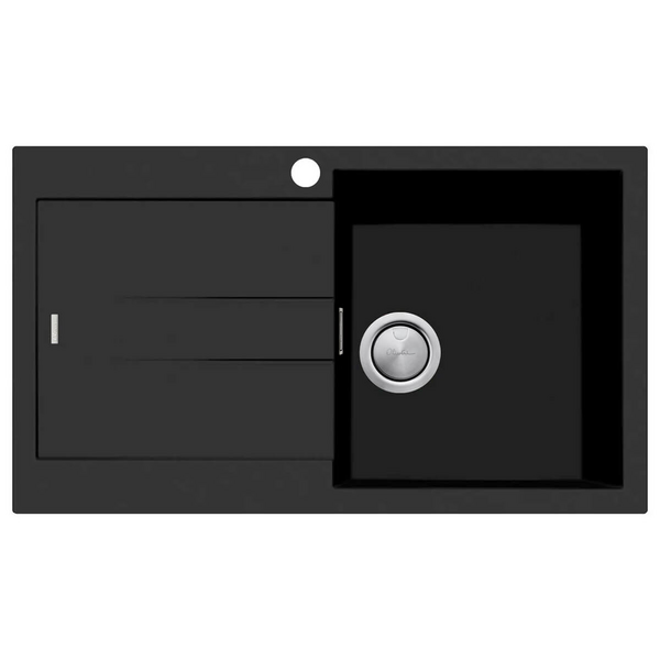 Oliveri Santorini Single Bowl Topmount Sink with Left Hand Drainer Matte Black ST-MB1522-OF