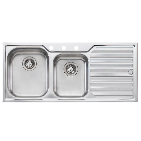 Oliveri Diaz 1 and 3/4 Bowl Topmount Sink with Right-Hand Drainer DZ111-3TH