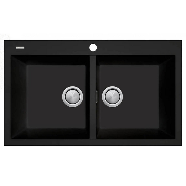 Oliveri Santorini Double Bowl Topmount Sink Matte Black ST-MB1564-OF