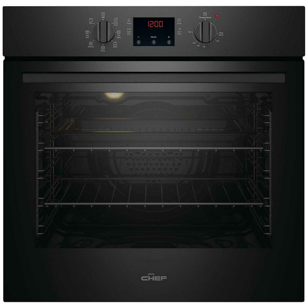 Chef 60cm Electric Multi Function Built-In Oven with Quick Cook-Black CVE614DB