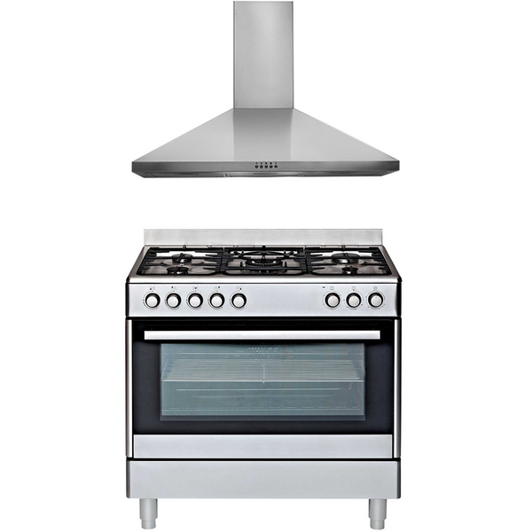 Euromaid 90cm Dual Fuel Freestanding Oven & 90cm Canopy Rangehood Pack GEAOL90PK