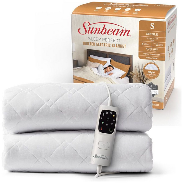 Sunbeam Sleep Perfect Quilted Anti Bacterial Single Electric Blanket BLQ6421