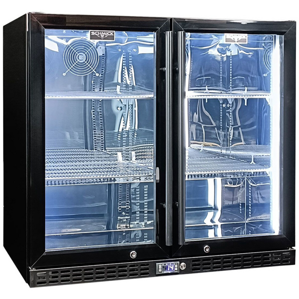 Schmick 257L Under Bench Black Heated Glass Fridge SK246B-HD