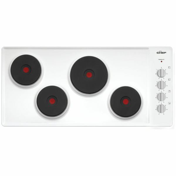 Chef 90cm Electric White Enamel Cooktop CHS942WB
