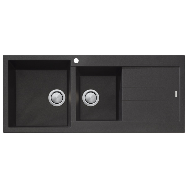 Oliveri Santorini Left-Hand Basin 1 & 3/4 Basin And Drainer - Black ST-BL1510LHB